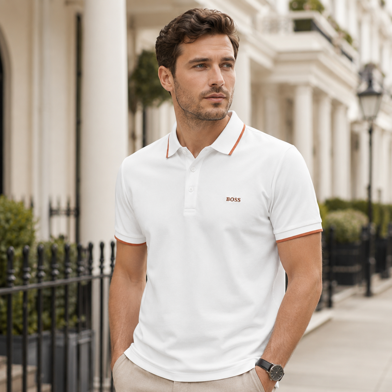 BOSS Men’s Polo Shirt – Tipped Collar Short Sleeve