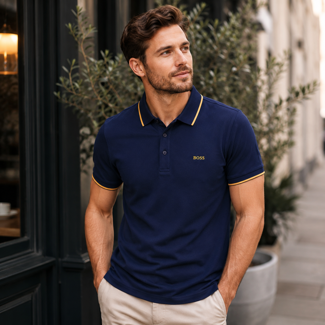 BOSS Men’s Polo Shirt – Tipped Collar Short Sleeve