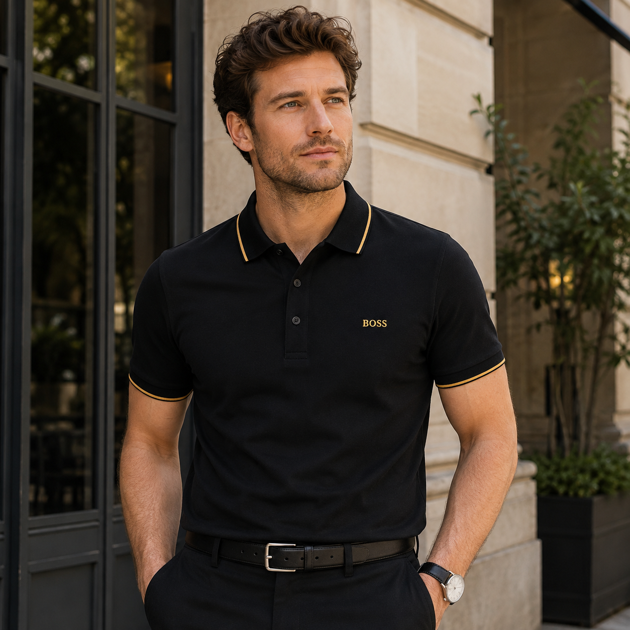BOSS Men’s Polo Shirt – Tipped Collar Short Sleeve