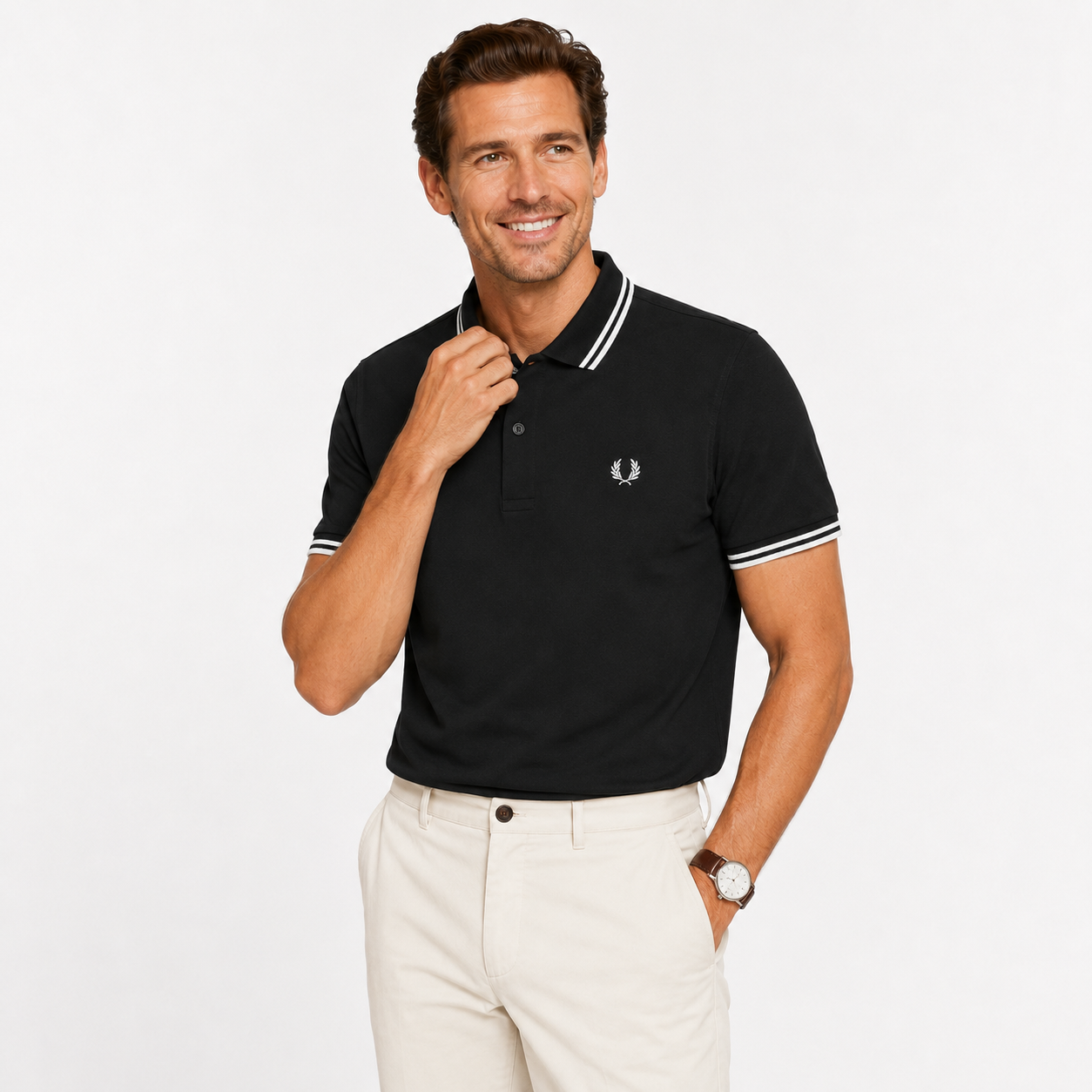 Fred Perry Men’s Contrast-Tipped Piqué Polo T-Shirt