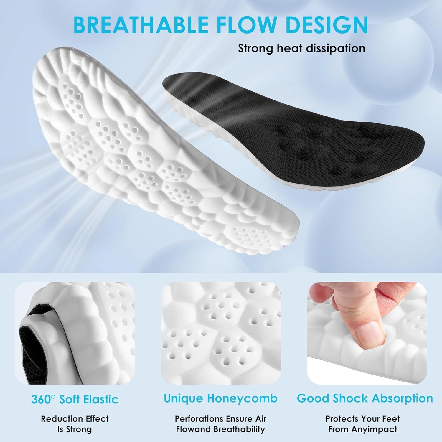 Unisex 4D Cushioned Arch Support Shoe Insoles