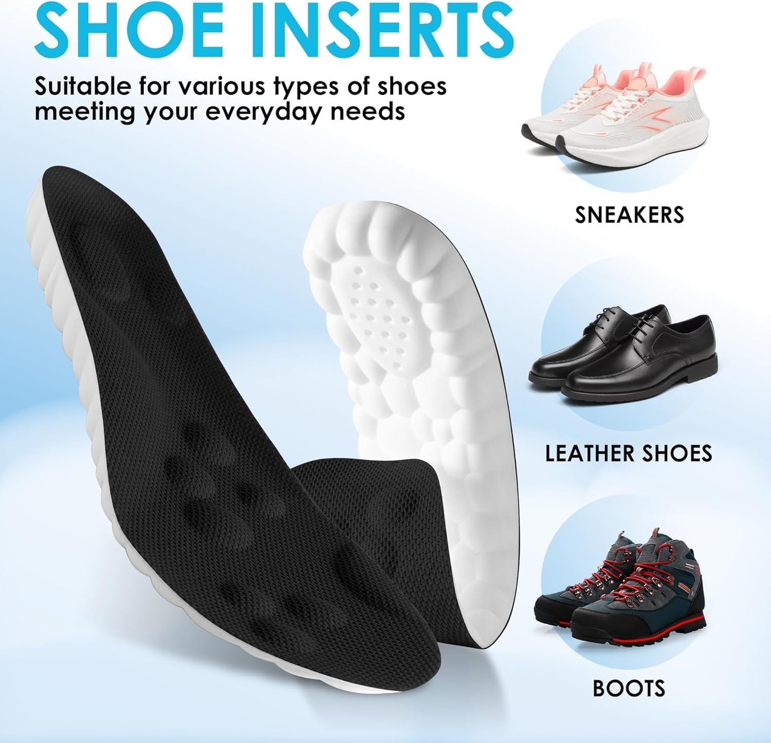 Unisex 4D Cushioned Arch Support Shoe Insoles