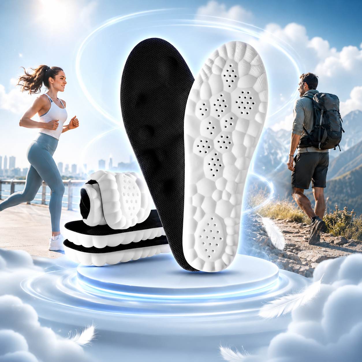 Unisex 4D Cushioned Arch Support Shoe Insoles